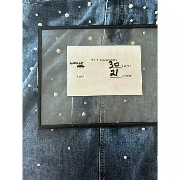 Hydraulic Jean skirt Tribeca mid rise womens denim skirt size 10 with pearls - Picture 10 of 12